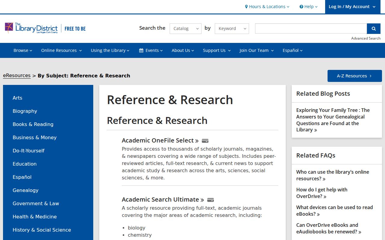 Winchester previous residents research through the Las Vegas-Clark County Library District reference service