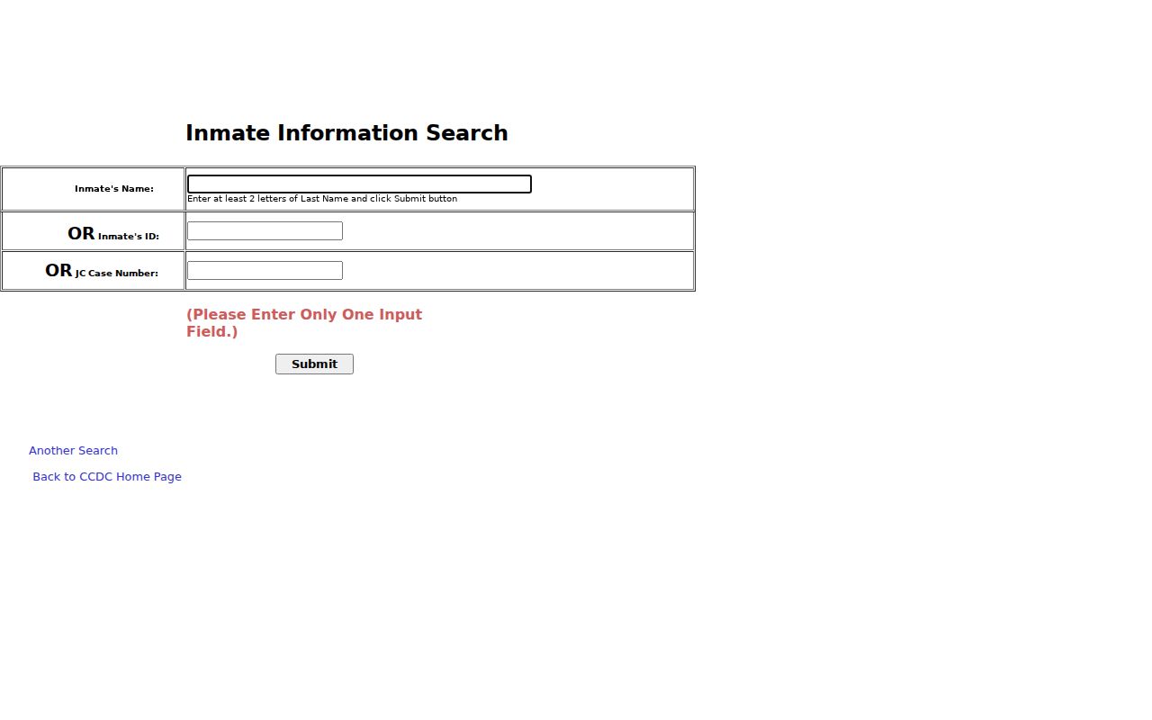 Winchester resident lookup using the Clark County Detention Center in-custody search