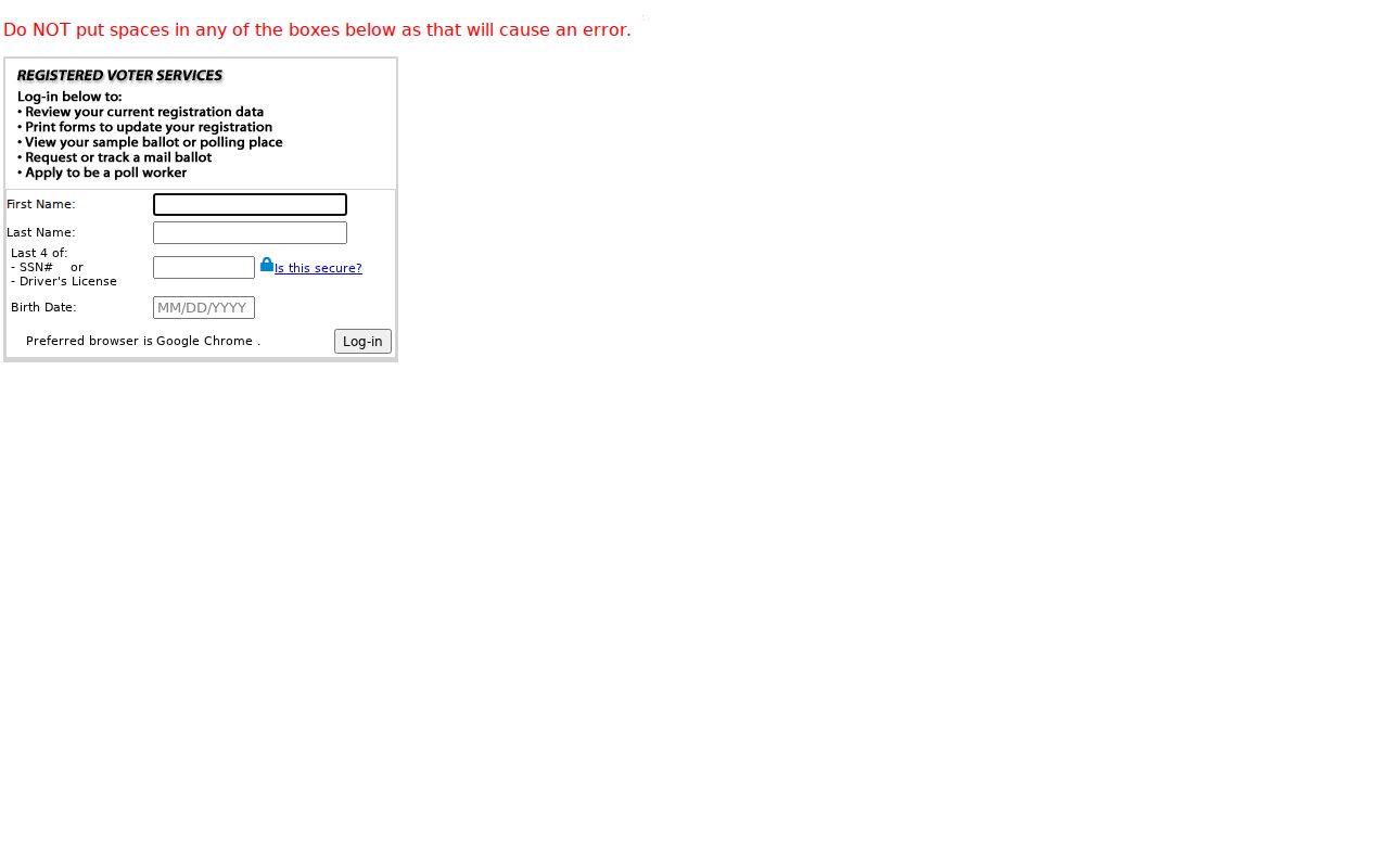 Winchester resident lookup through the Clark County registered voter service