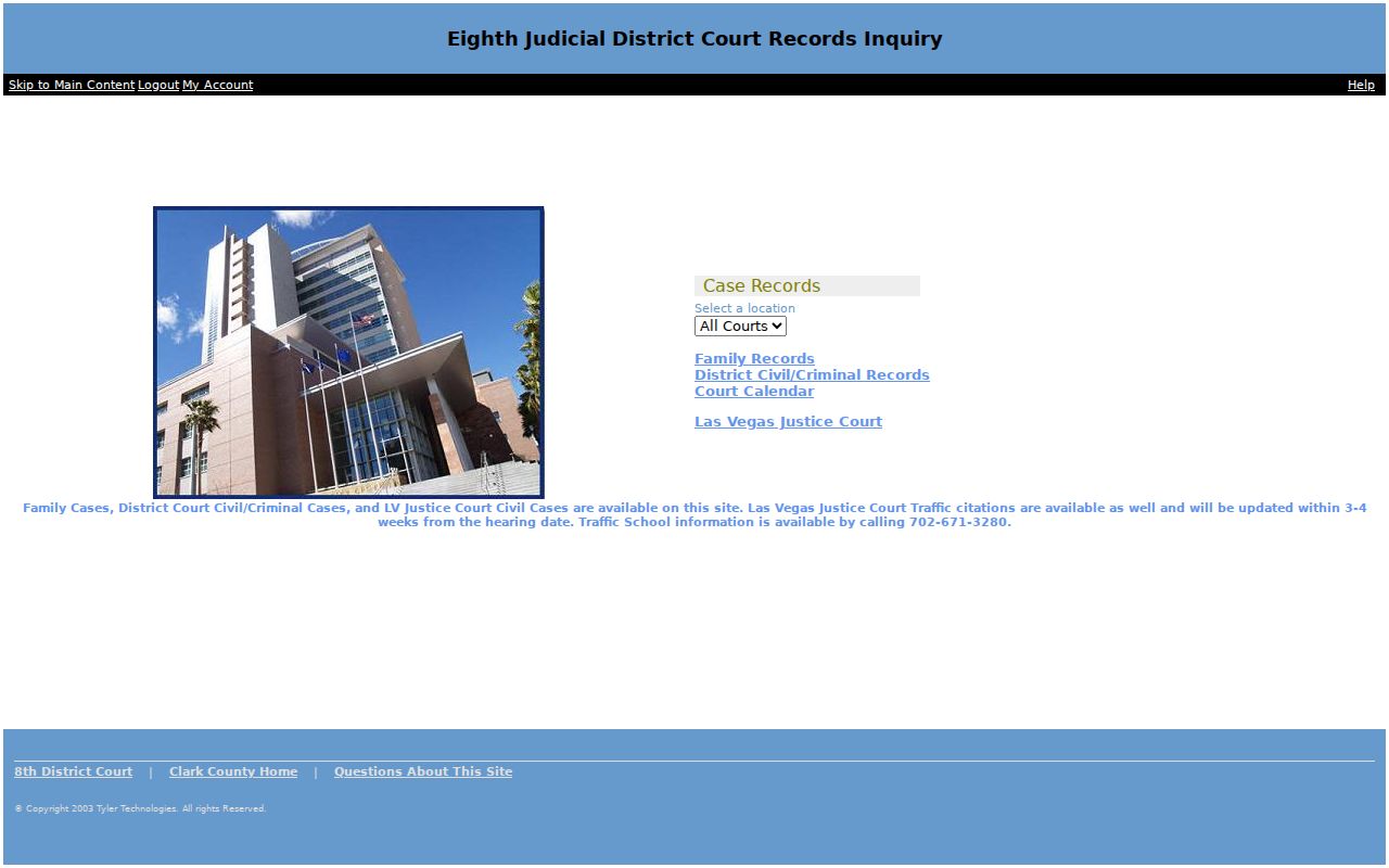 Winchester resident lookup using the Eighth Judicial District Court records portal