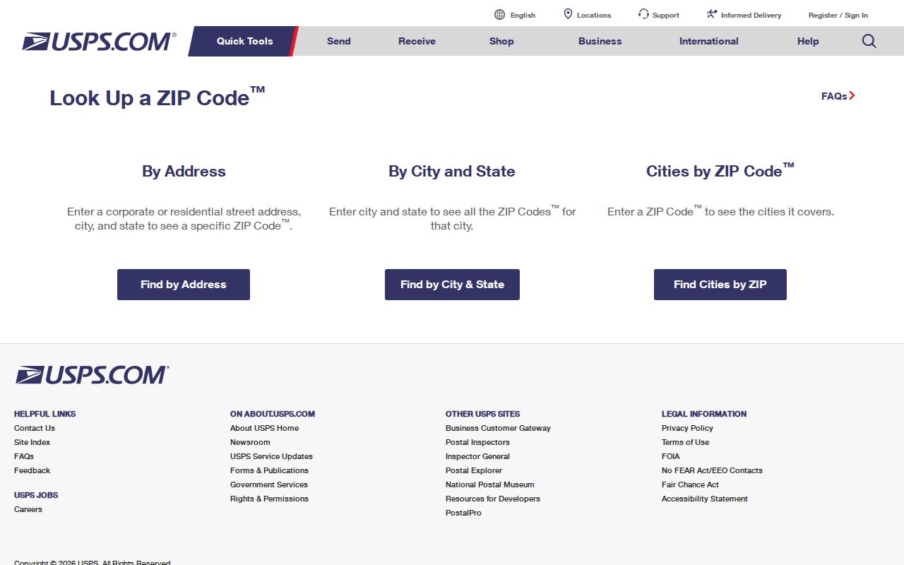Winchester ZIP code directory USPS address and ZIP lookup fields